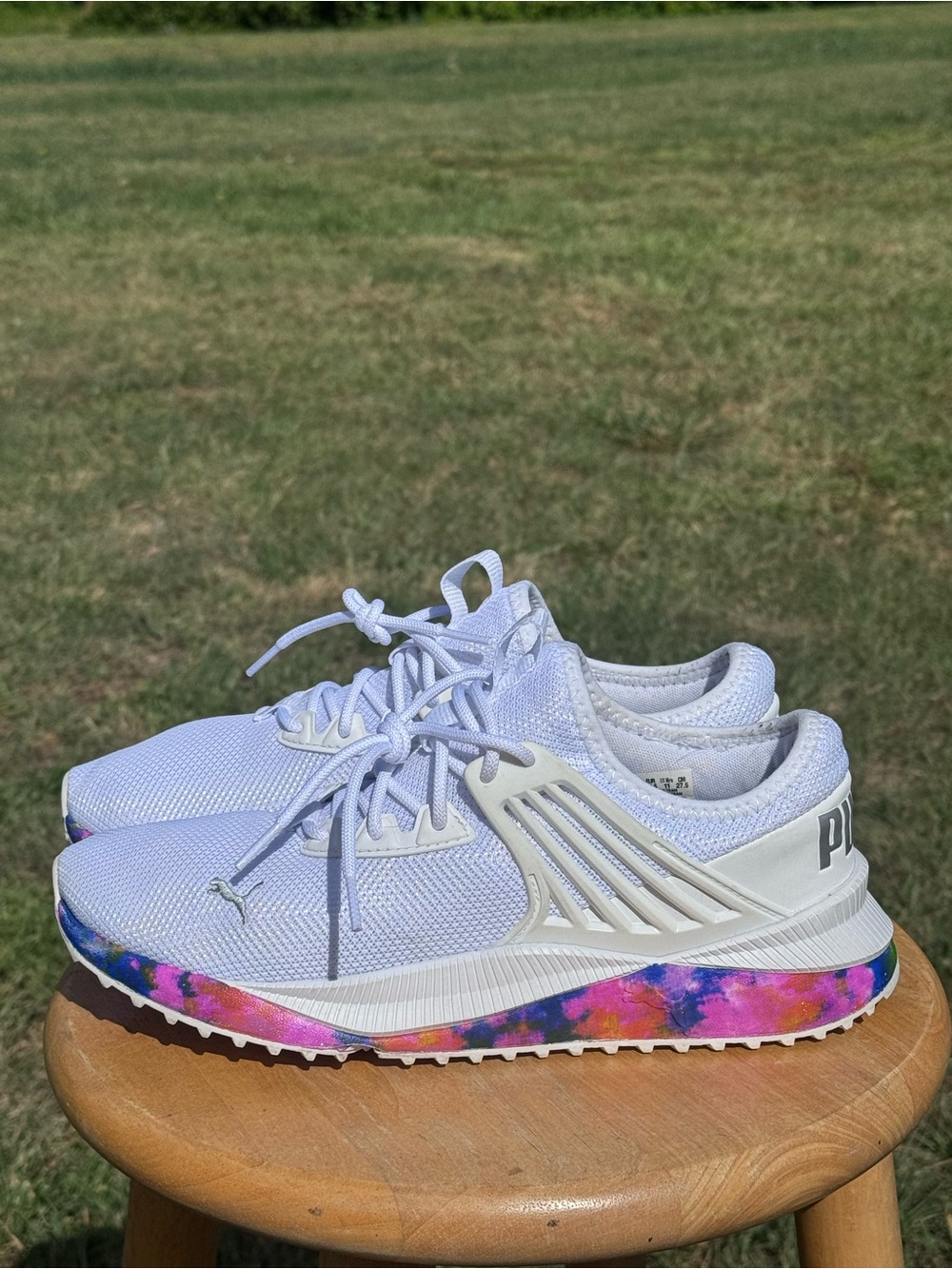 Women’s Puma Pacer Future Bleached Sneakers with Multicolor Midsole